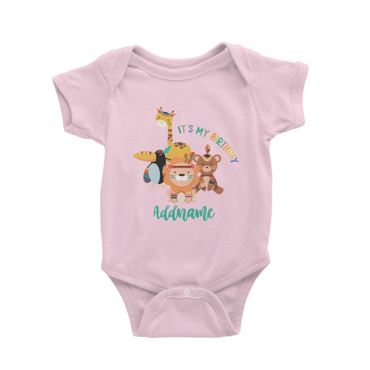 Animal Tribal Birthday Theme Addname Baby Romper