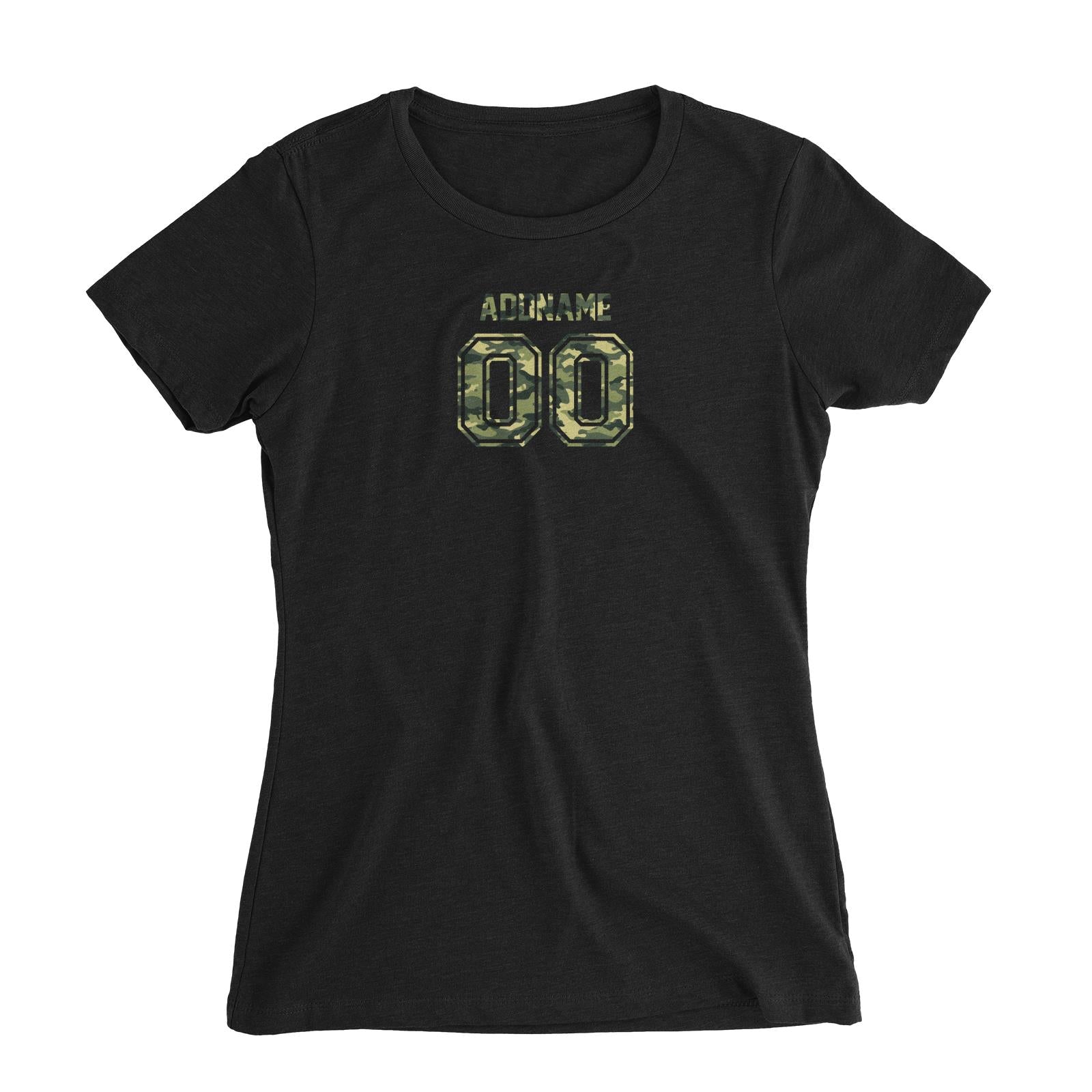 Adults Jersey Green Camo With Name and Number Women's Slim Fit T-Shirt