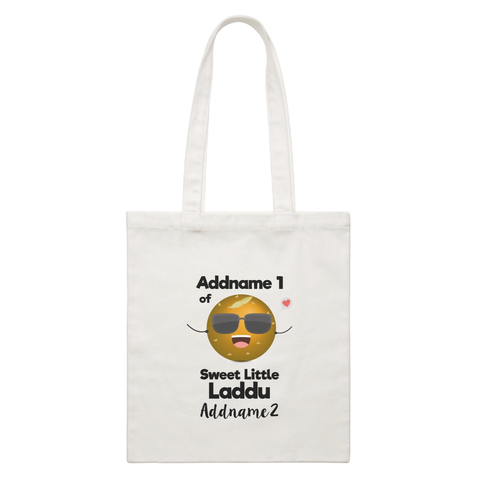 Addname 1 of Sweet Little Laddu Addname 2 White Canvas Bag