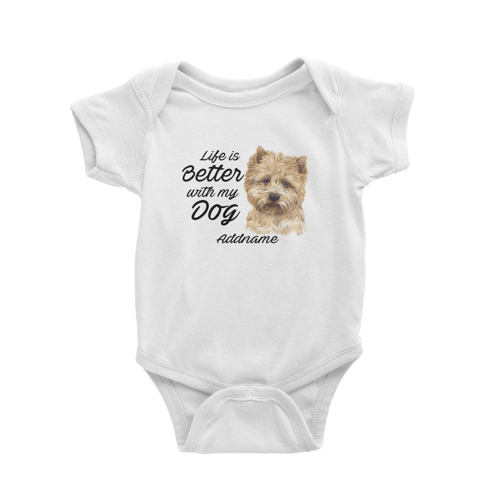 Watercolor Life is Better With My Dog Cairn Terrier Addname Baby Romper