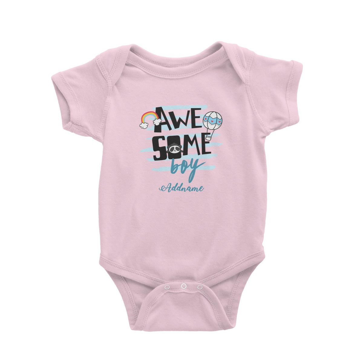 Awesome Boy with Panda Elements Addname Baby Romper