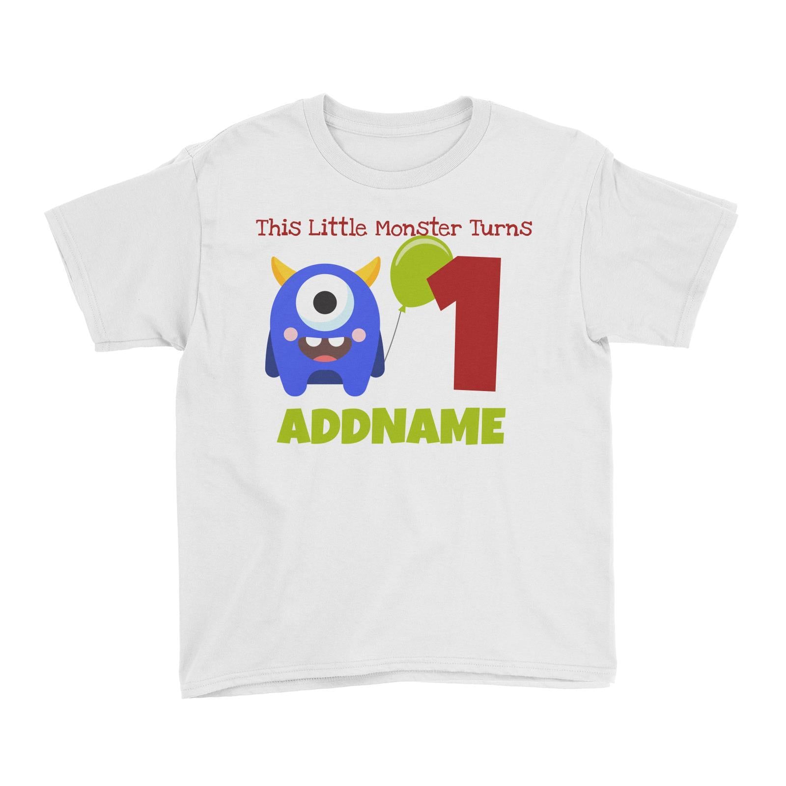 Blue Monster Birthday Theme Personalizable with Name and Number Kid's T-Shirt