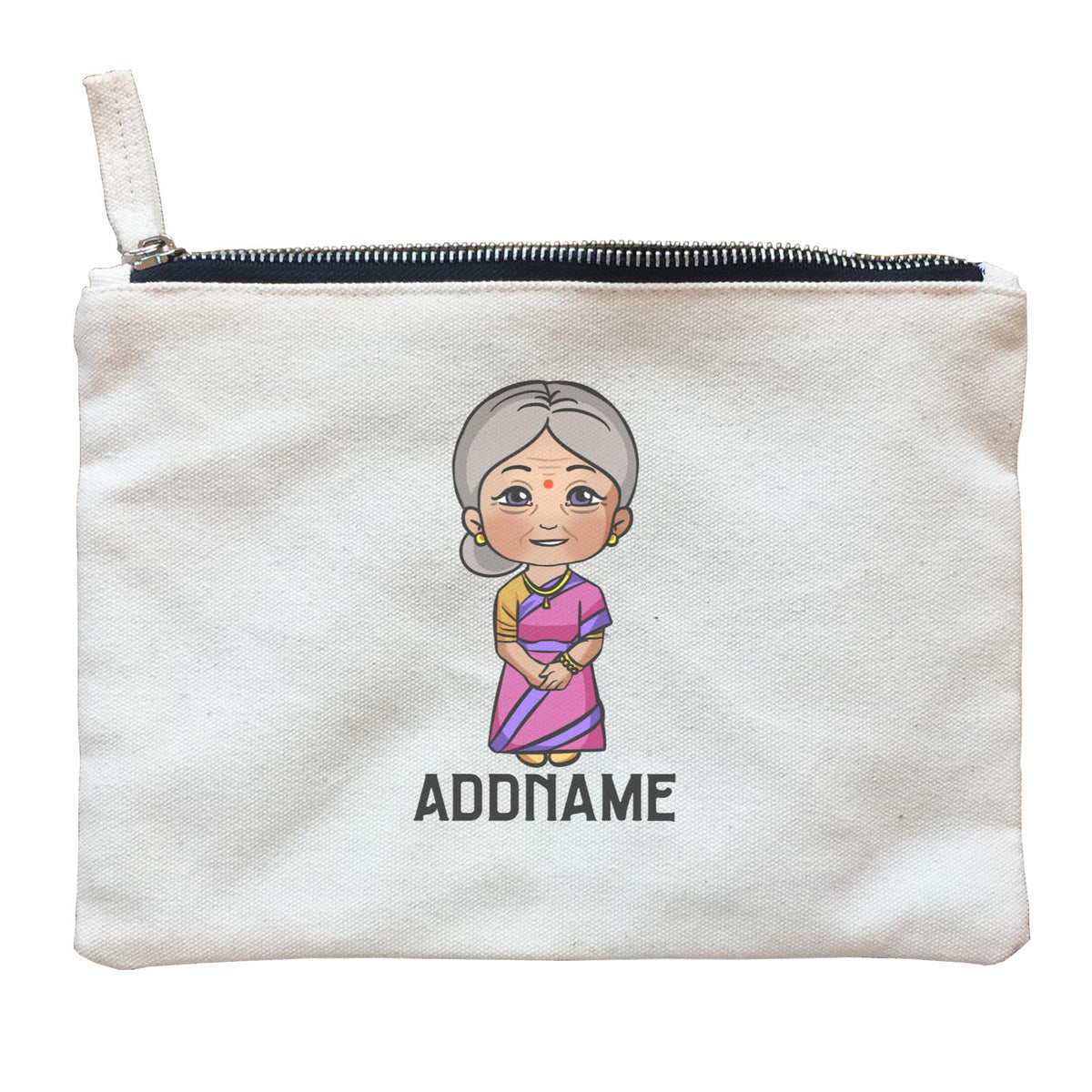 Deepavali Series Chibi Grandma Addname Zipper Pouch
