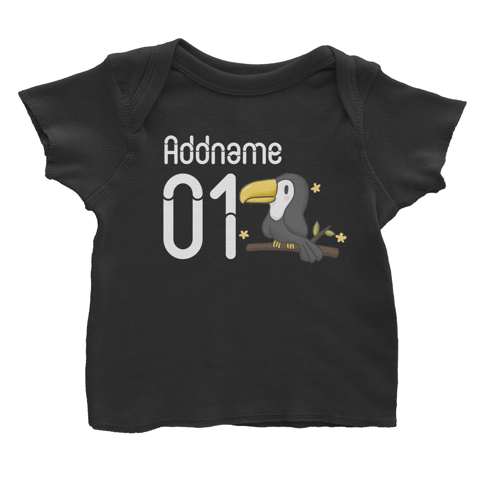 Name and Number Cute Hand Drawn Style Toucan Baby T-Shirt