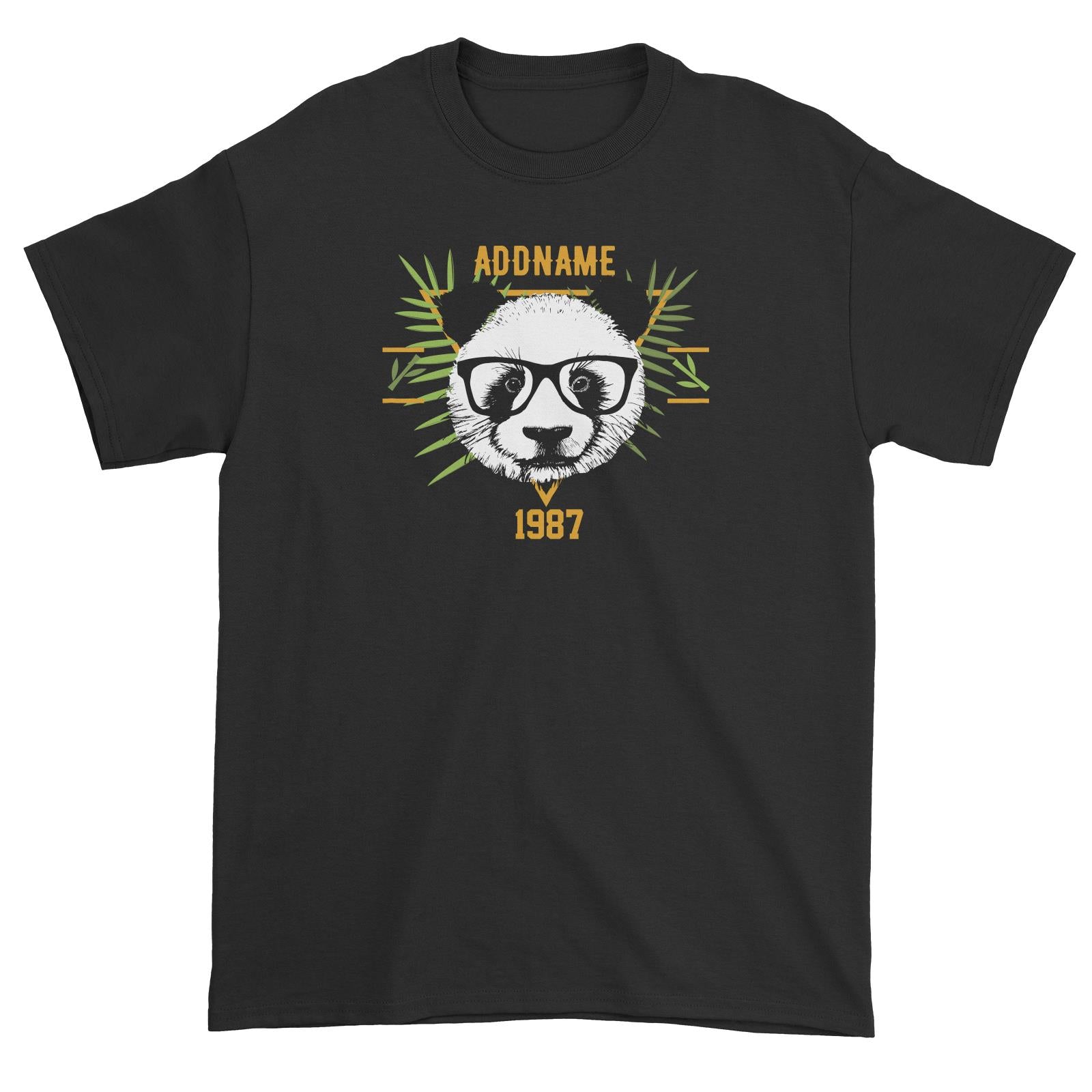 Jersey Panda With Glasses Personalizable with Name and Year Unisex T-Shirt