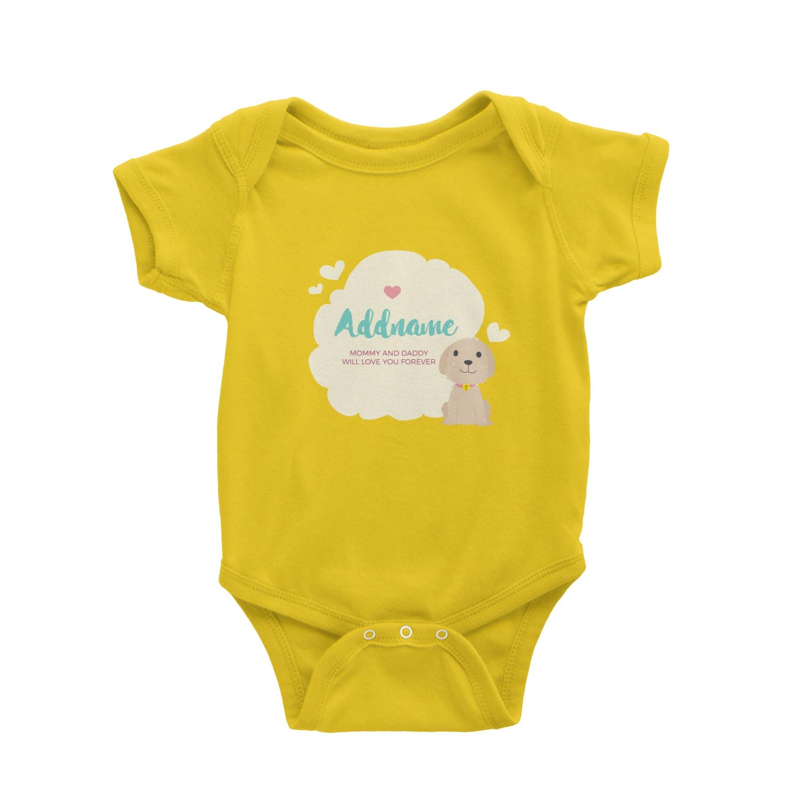 Cute Dog and Yellow Cloud Personalizable with Name and Text Baby Romper