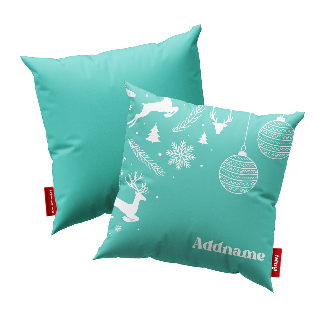 Christmas Series Full Print Cushion - Jubilant Reindeers Light Blue