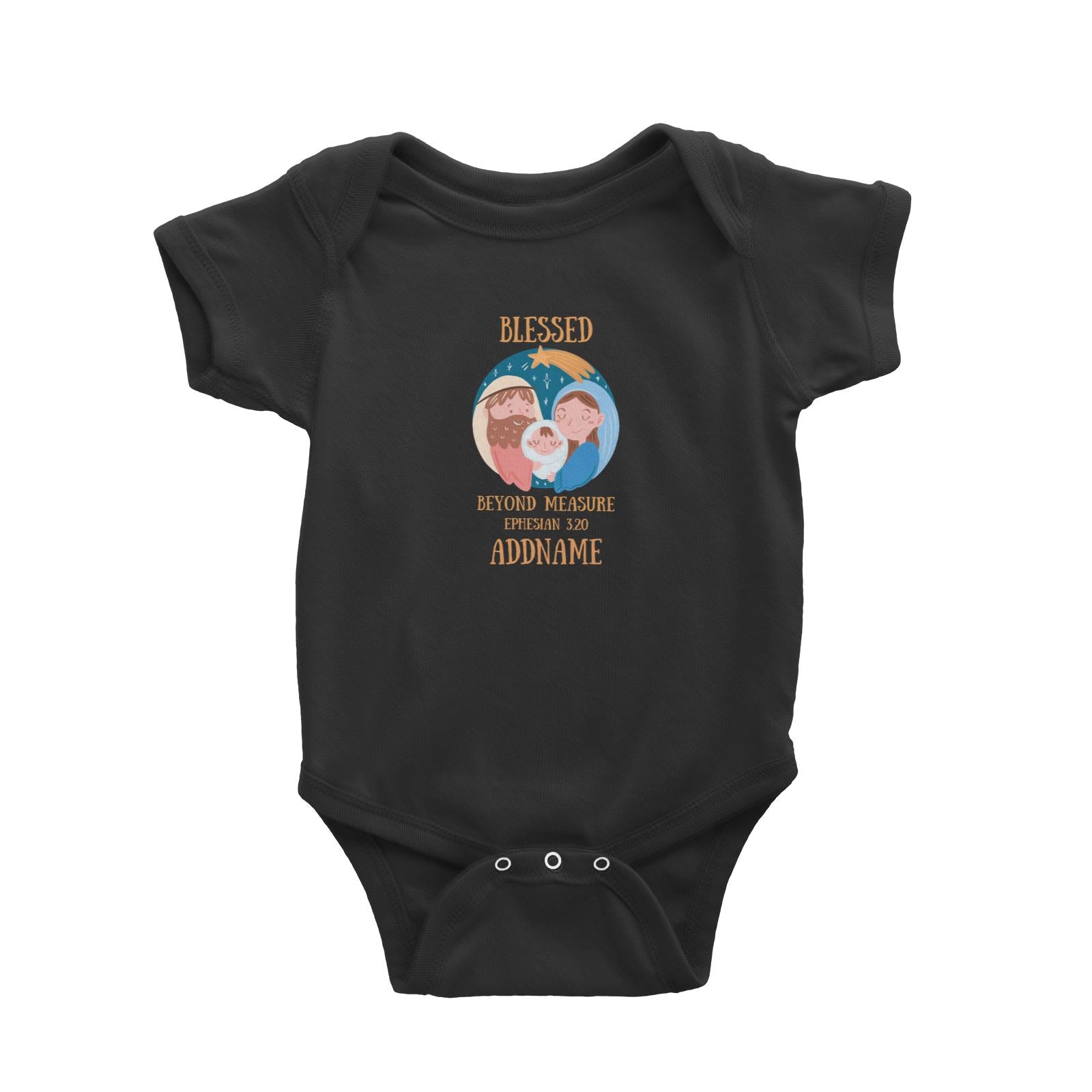 Gods GIft Blessed Beyond Measure Ephesian 3.20 Addname Baby Romper