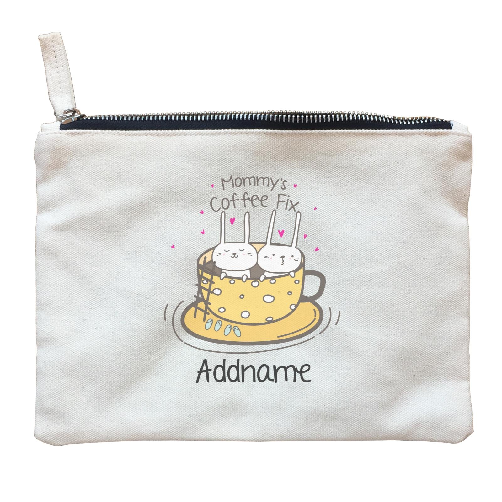 Cute Animals And Friends Series Mommy Coffee Fix Bunny Addname Zipper Pouch