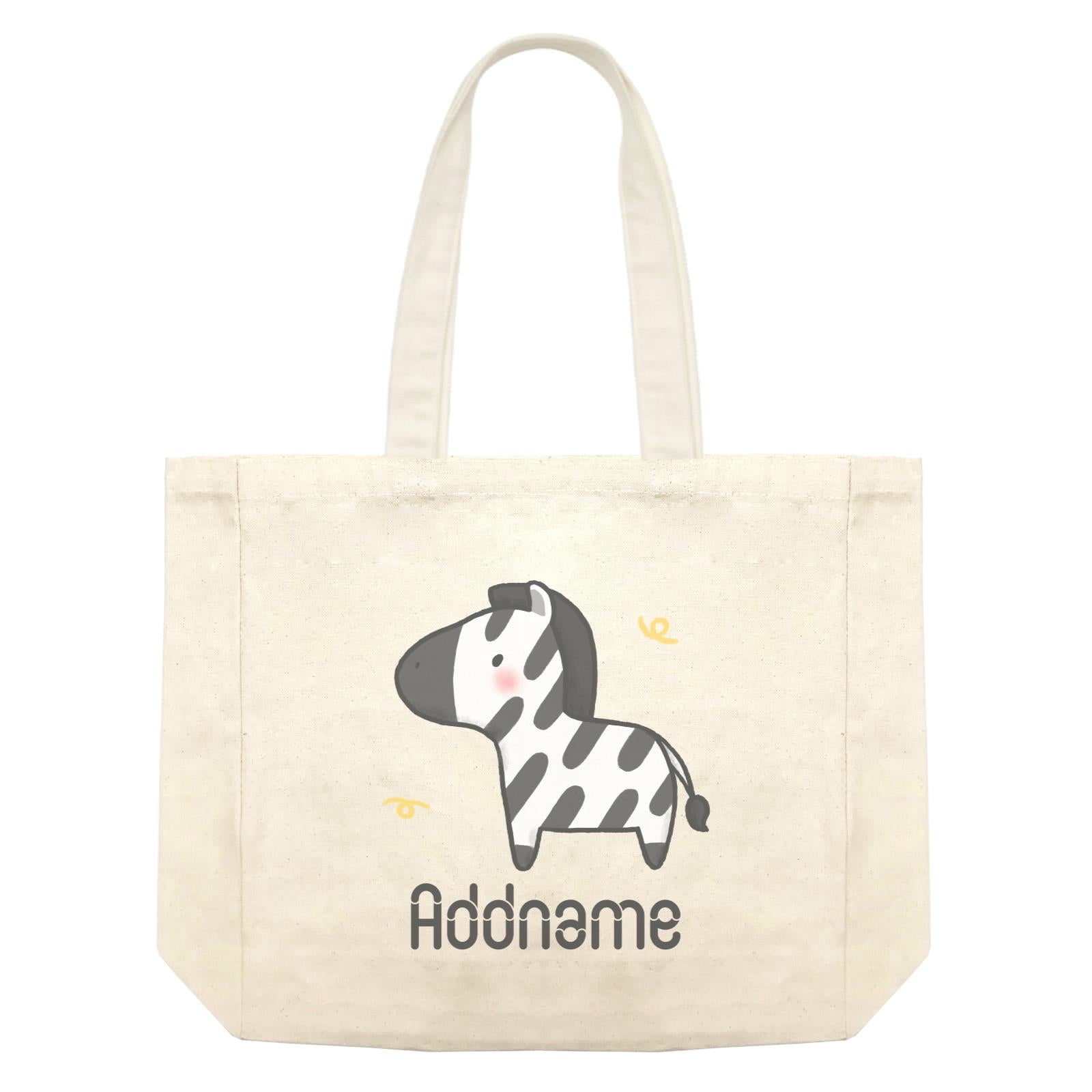 Cute Hand Drawn Style Zebra Addname Shopping Bag
