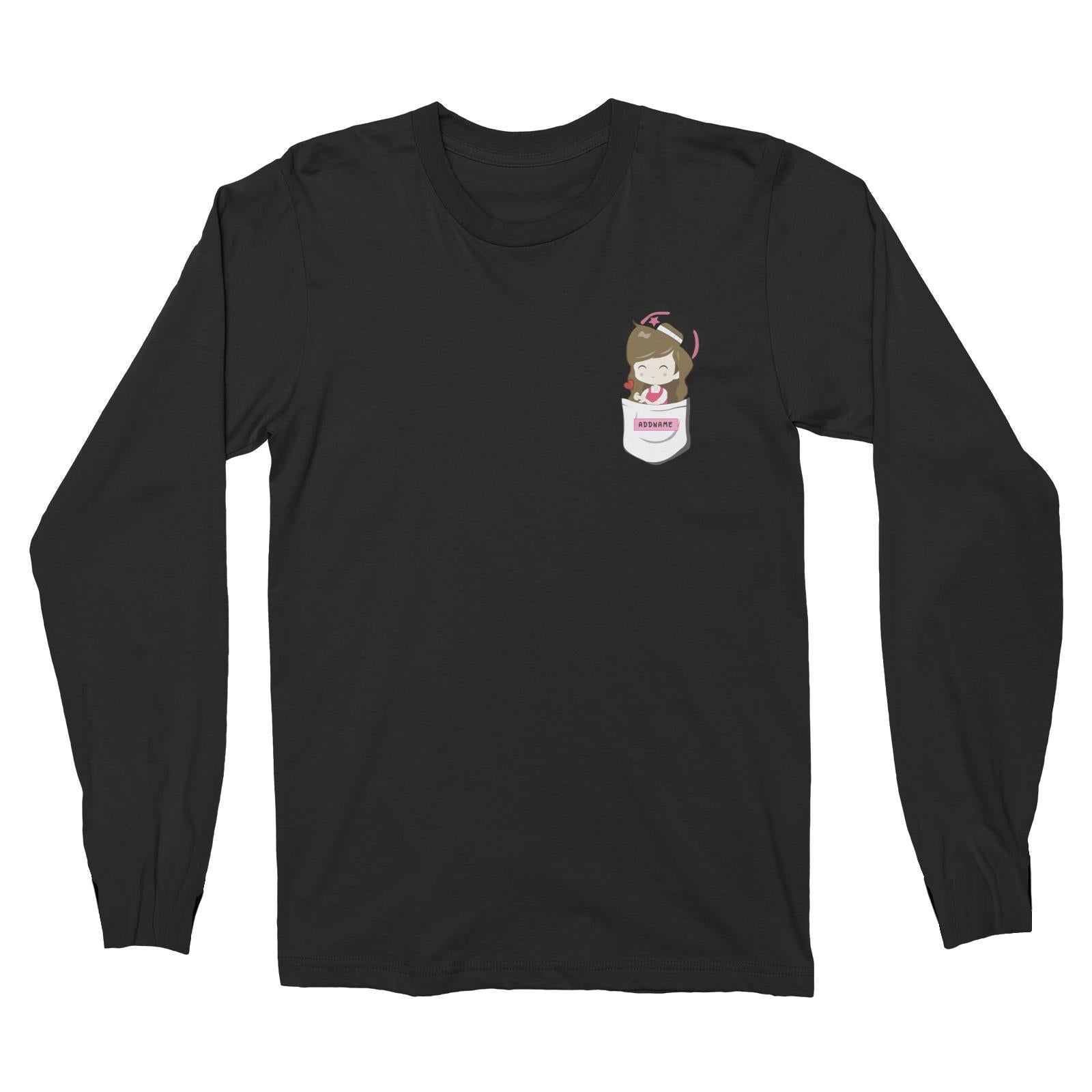 My Lovely Family Series Pocket Size Mommy Addname Long Sleeve Unisex T-Shirt