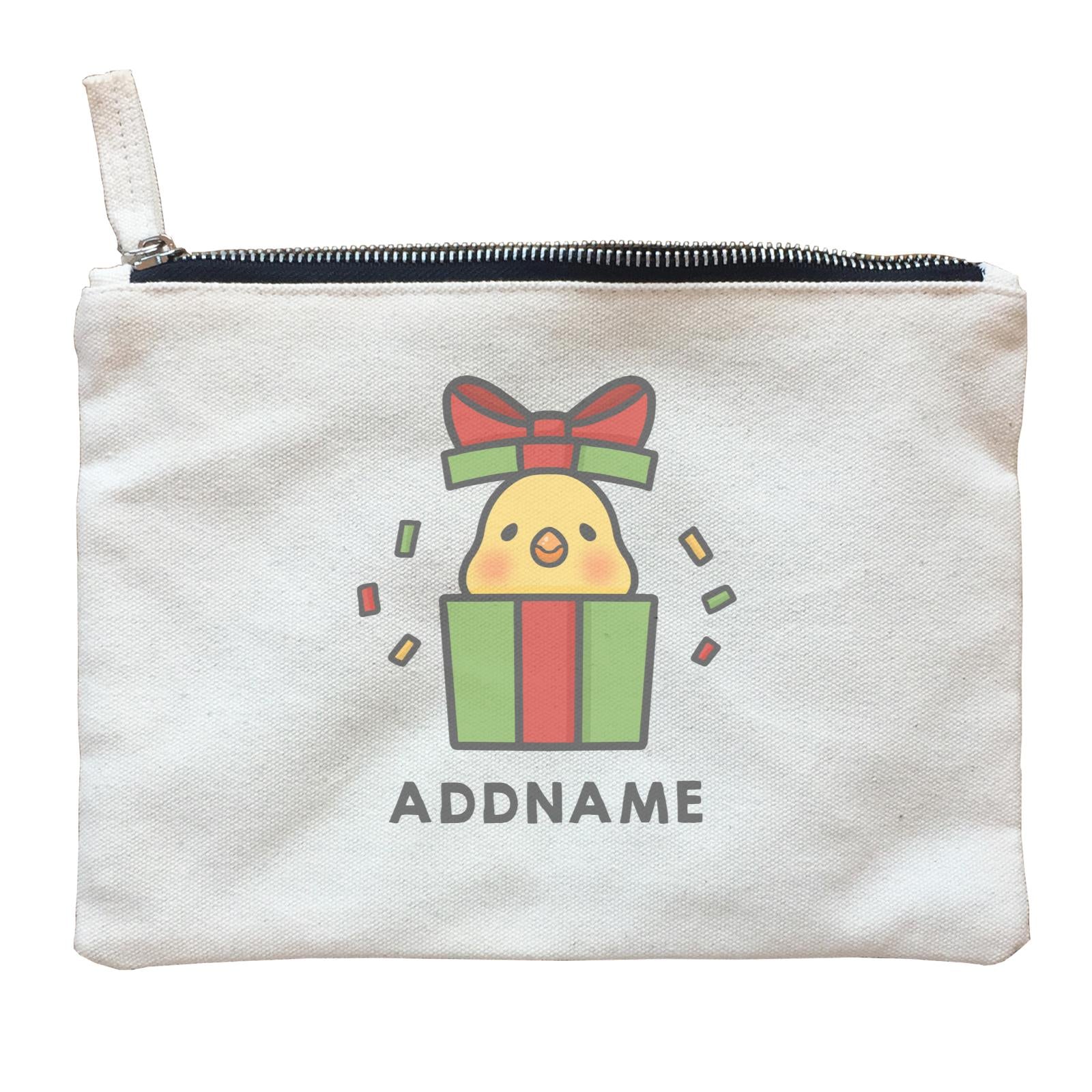 Xmas Cute Chick In Gift Box Addname Accessories Zipper Pouch