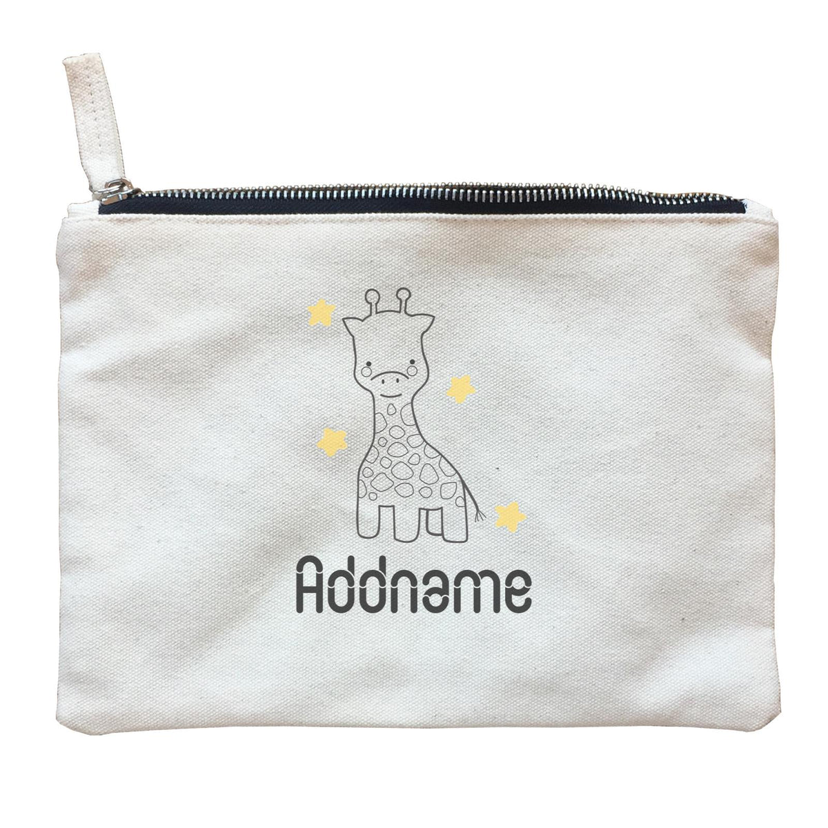 Coloring Outline Cute Hand Drawn Animals Safari Giraffe Addname Zipper Pouch