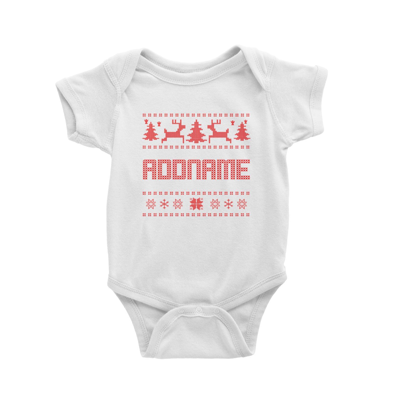Christmas Sweater Addname Baby Romper  Matching Family Personalizable Designs