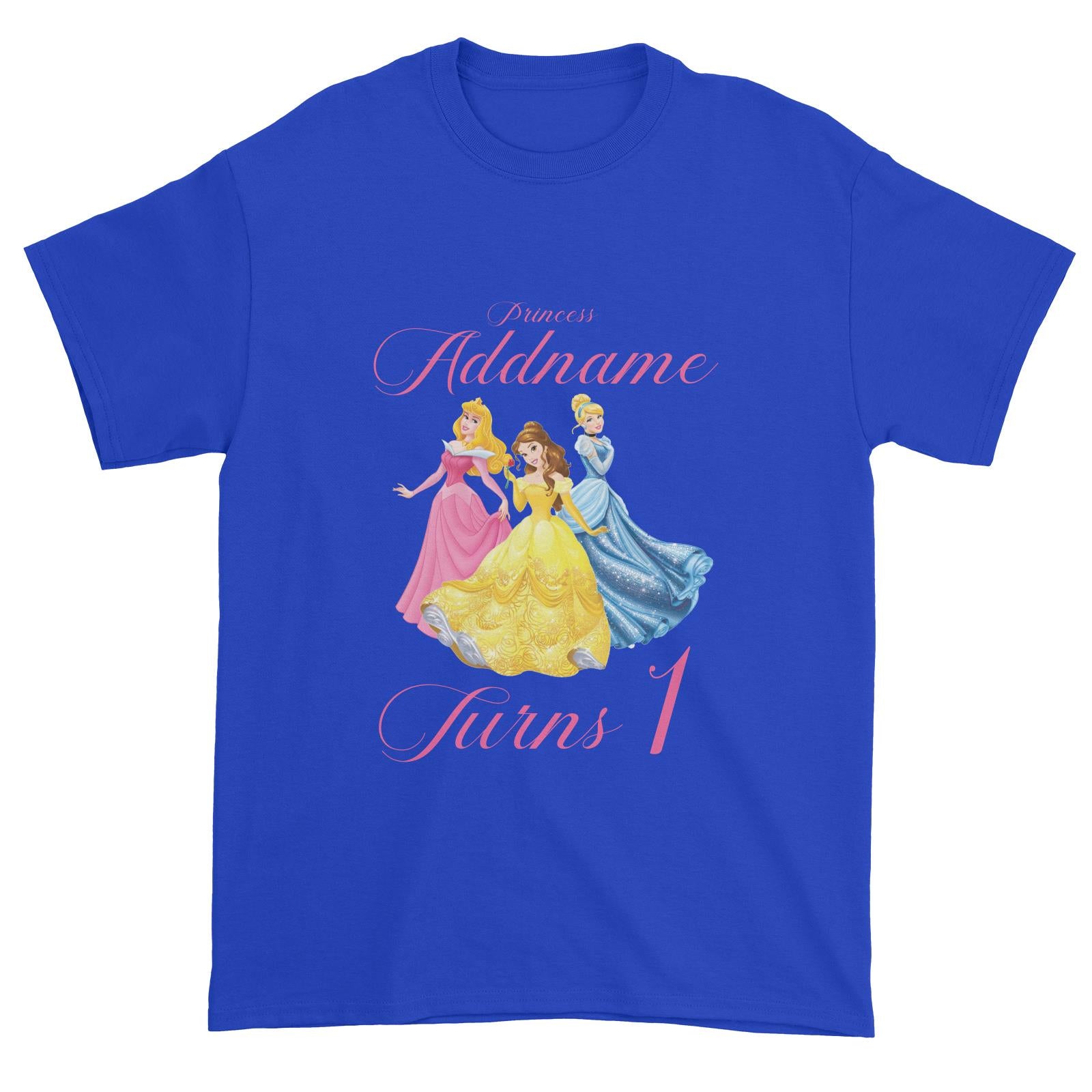 Princess Addname Birthday Theme Personalizable with Name and Number Unisex T-Shirt