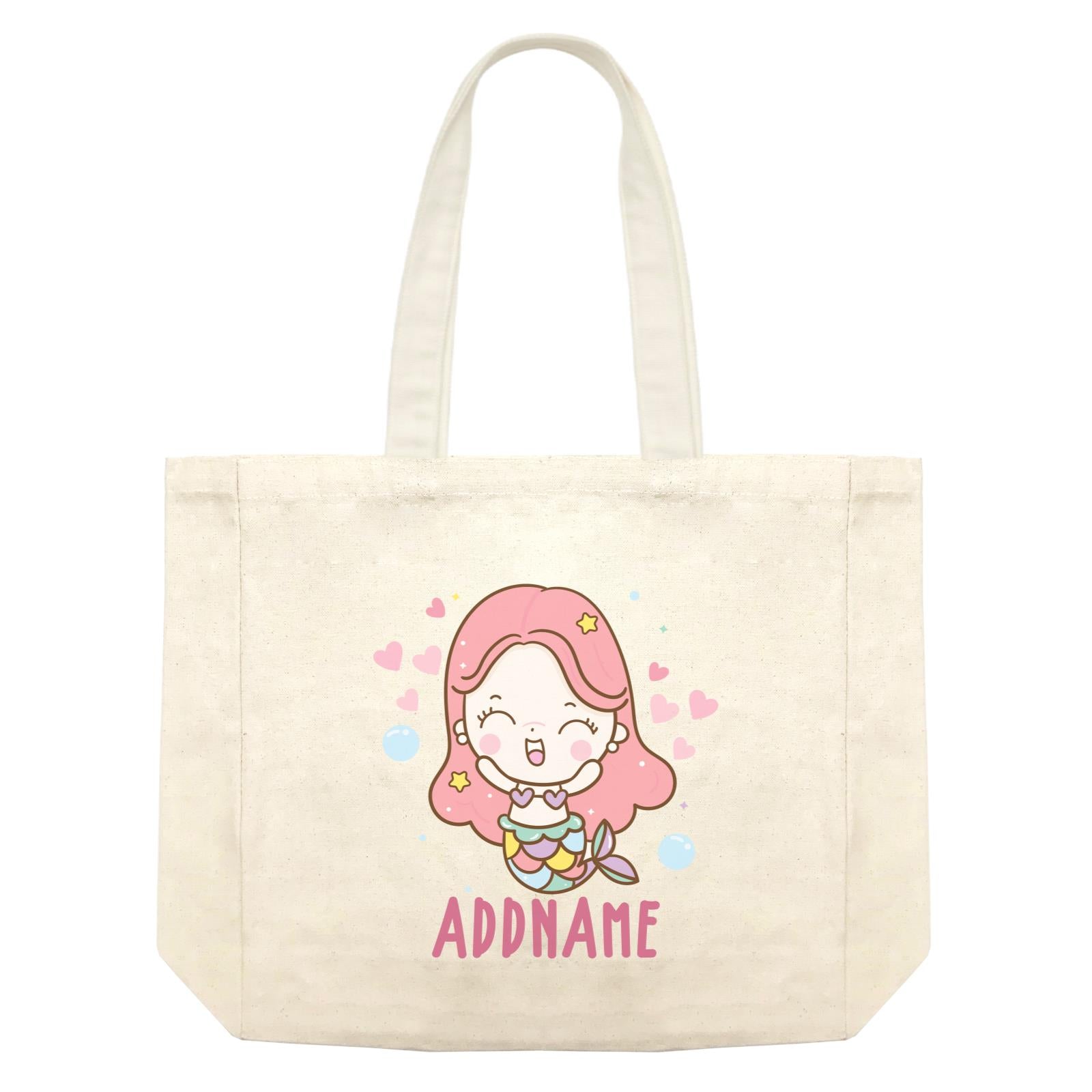 Unicorn And Princess Series Cute Happy Mermaid Girl Addname Shopping Bag