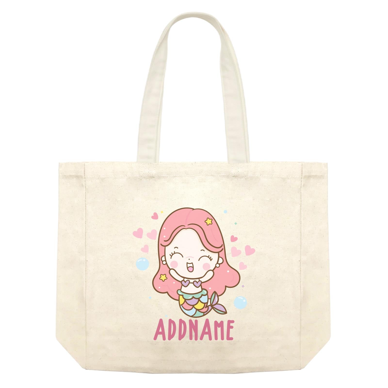 Unicorn And Princess Series Cute Happy Mermaid Girl Addname Shopping Bag