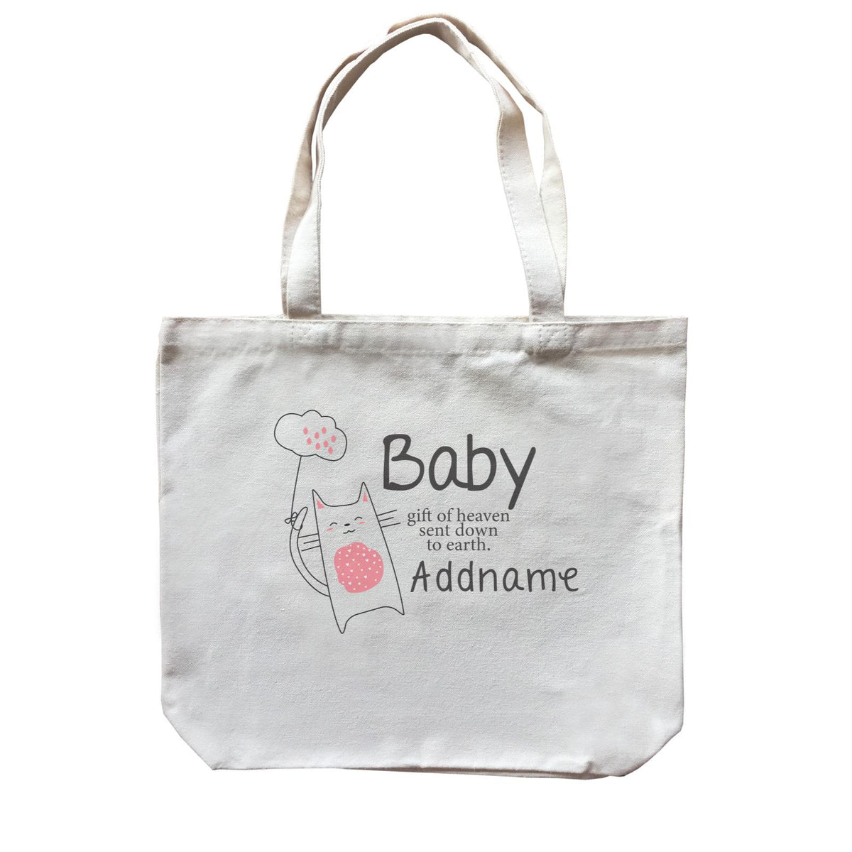 Cute Animals and Friends Series 2 Cat Baby Gift of Heaven sent down to earth Addname Canvas Bag