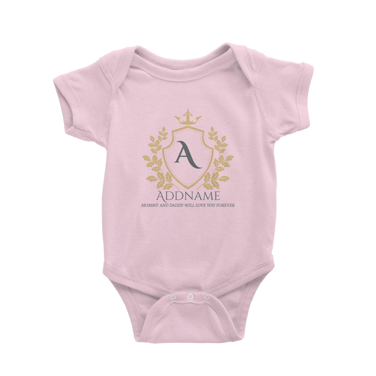 Royal Emblem Logo with Crown 2 Personalizable with Initial Name and Text Baby Romper