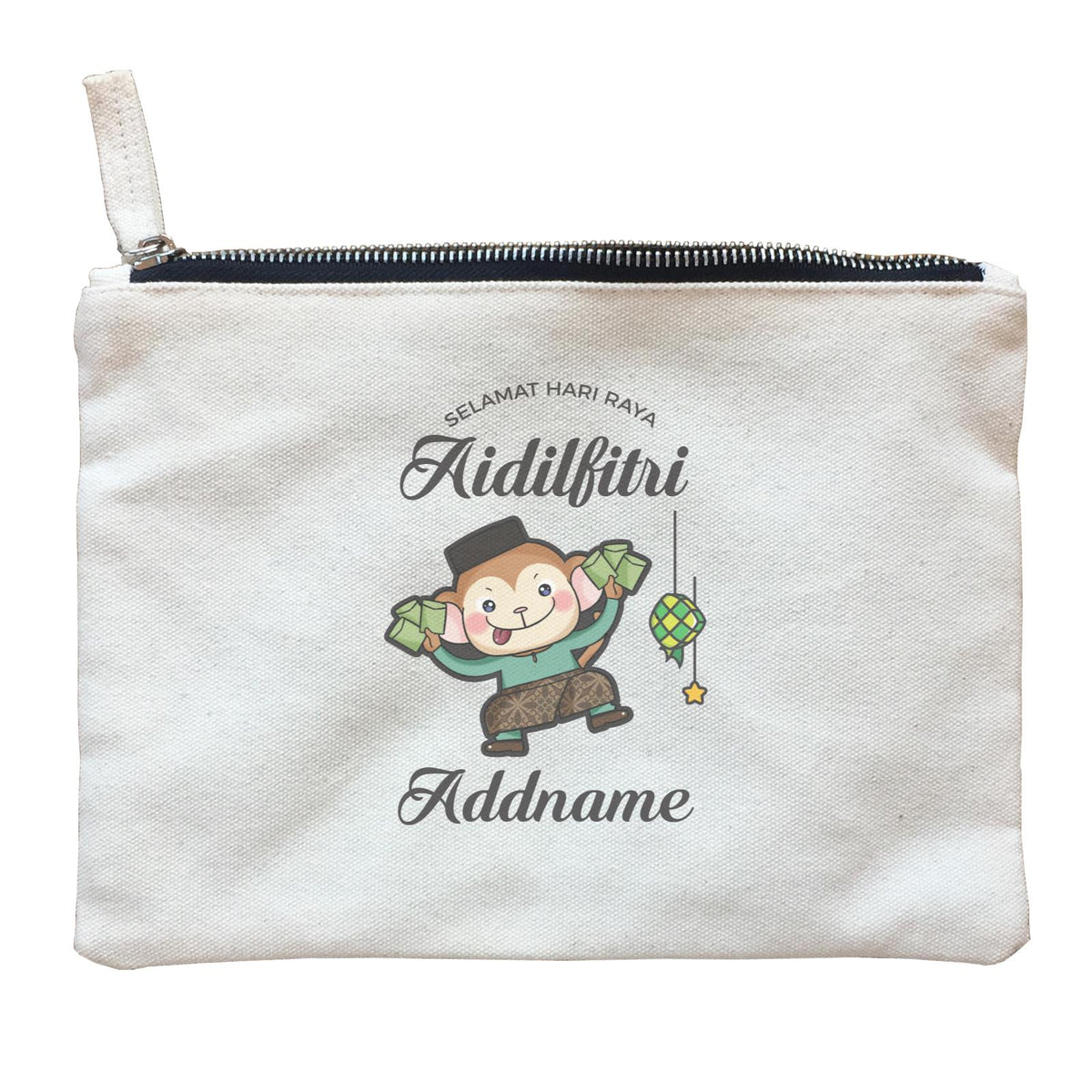 Raya Cute Animals Brother Monkey Wishes Selamat Hari Raya Aidilfitri Zipper Pouch