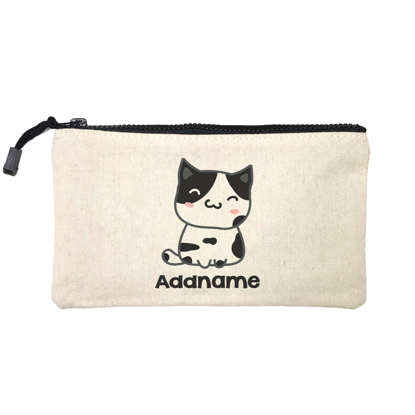 Drawn Adorable Cats Black & White Addname Mini Accessories Stationery Pouch