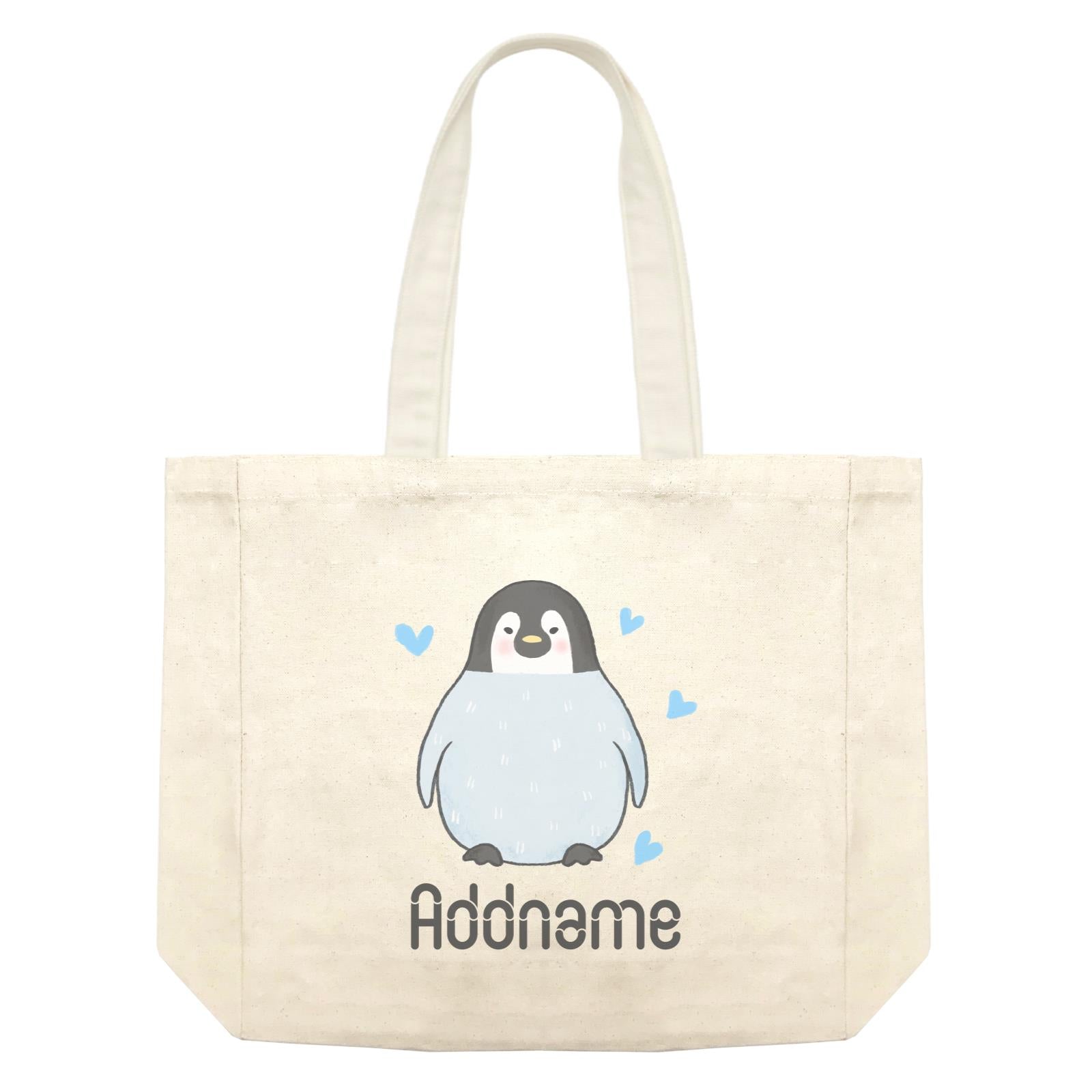 Cute Hand Drawn Style Penguin Addname Shopping Bag