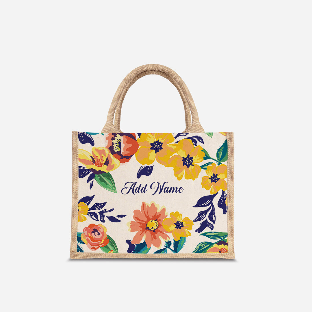 Deborah Series Half Lining Small Jute Bag - Teal Natural