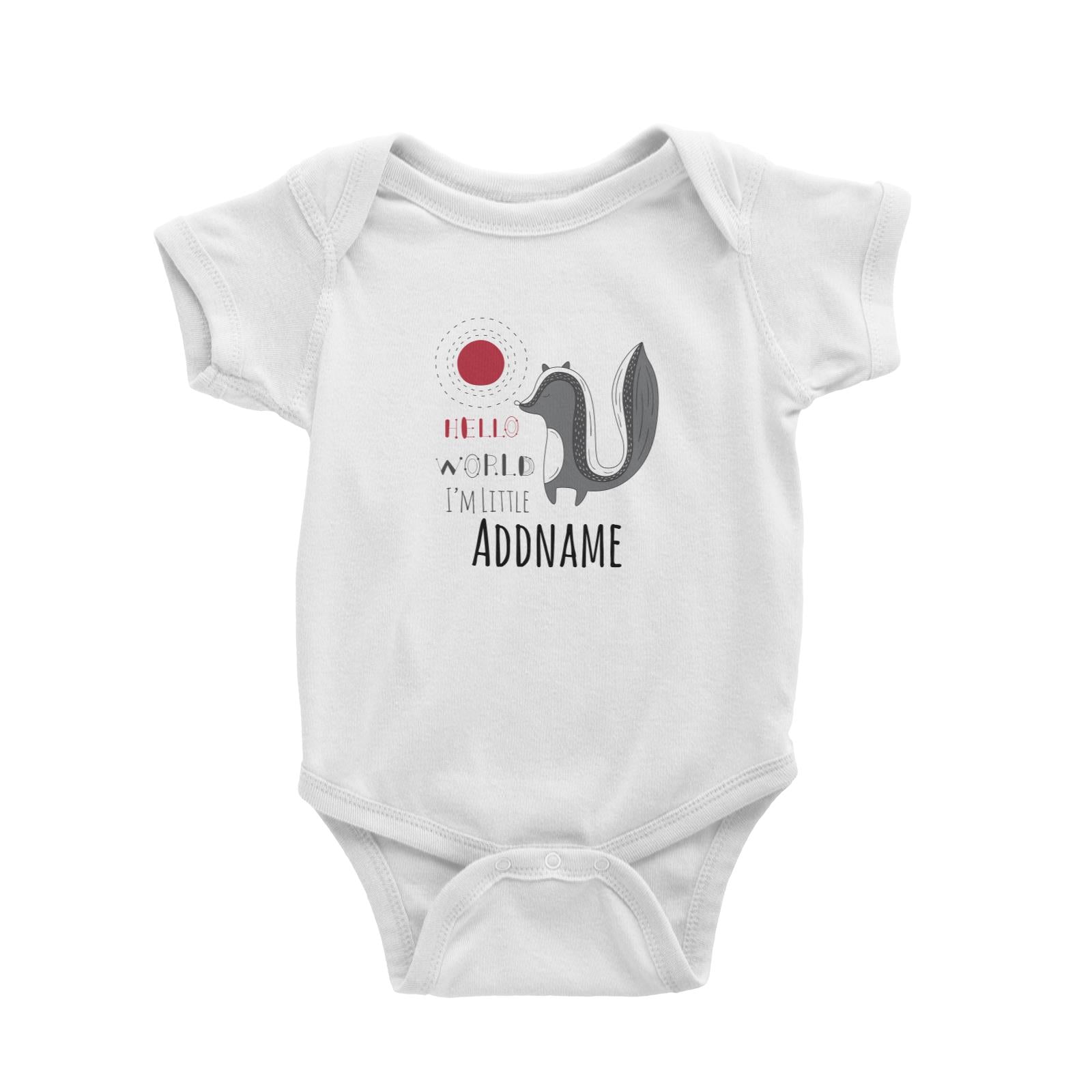Drawn Greetings Animals Skunk Hello World Addname Baby Romper