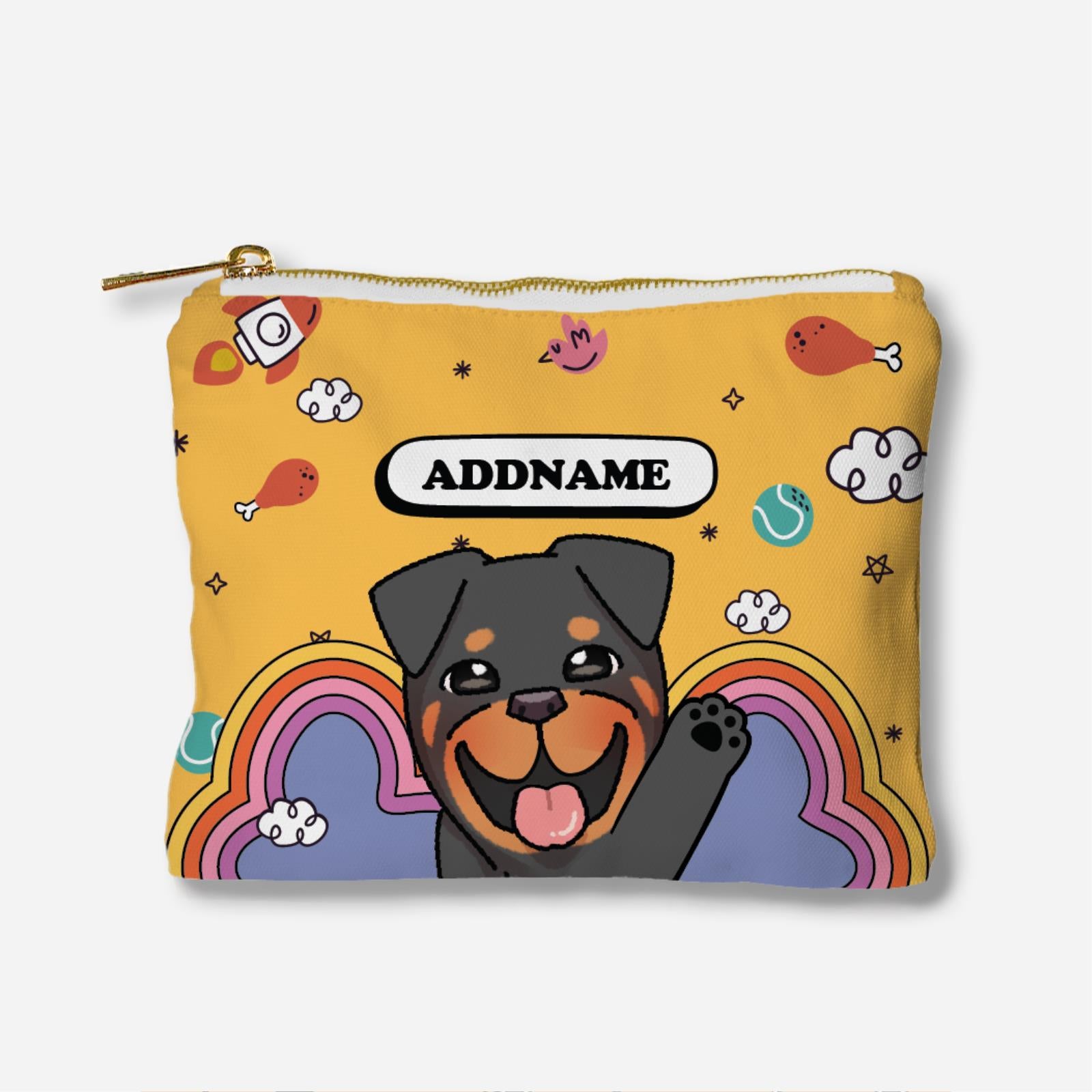 Paw Print Series Full Print Zipper Pouch - American Bulldog