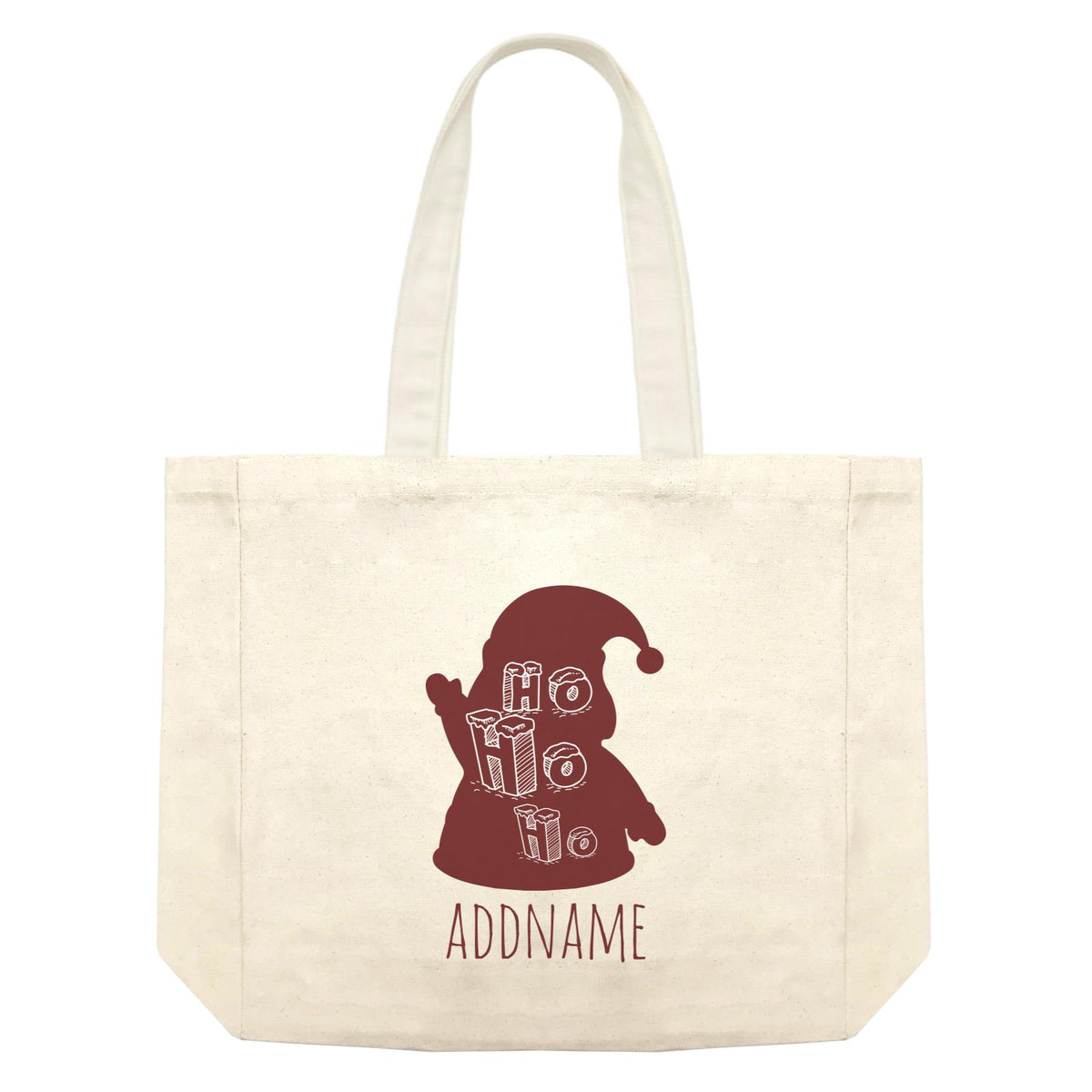 Christmas Series Red Santa Silhouette Ho Ho Ho Shopping Bag