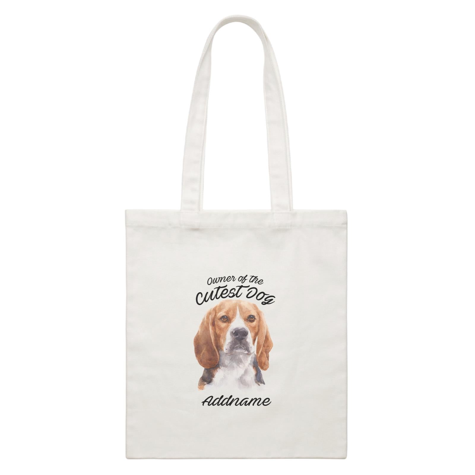 Watercolor Dog Owner Of The Dog Beagle Frown Addname White Canvas Bag