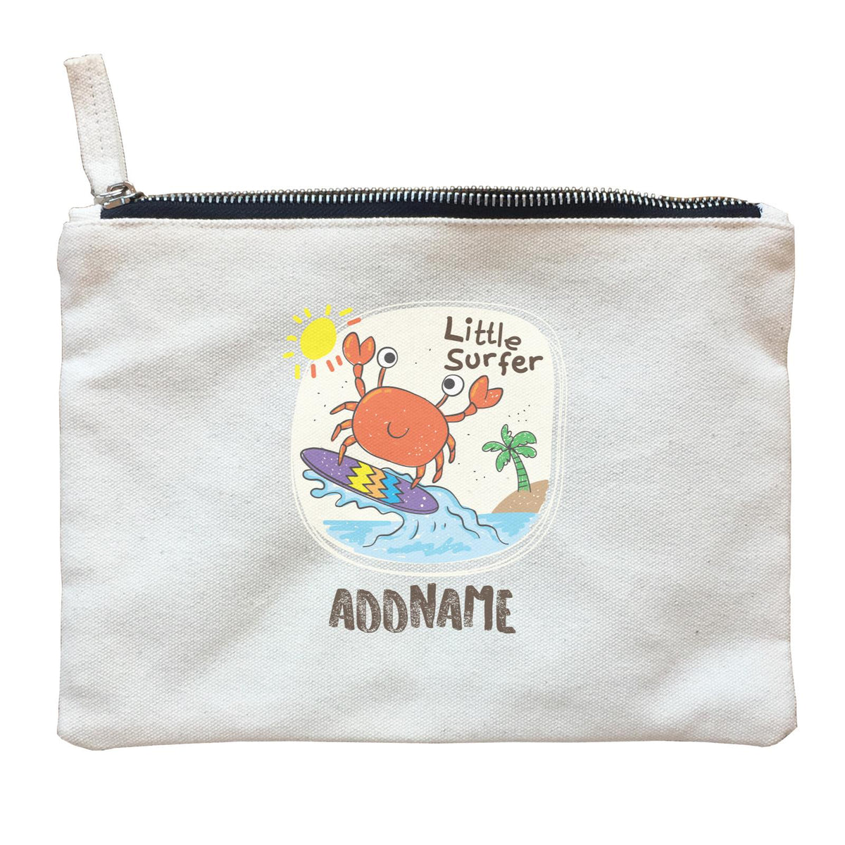 Cool Cute Sea Animals Little Surfer Addname Zipper Pouch