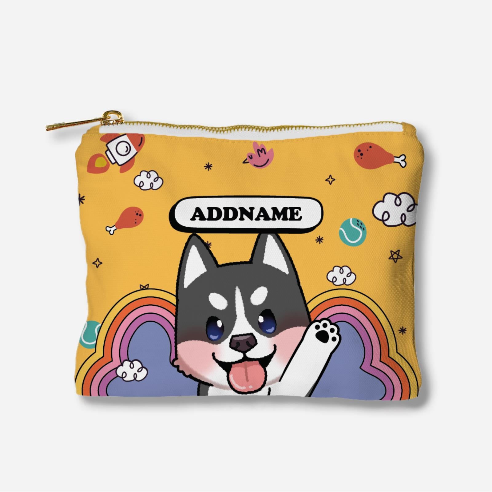 Paw Print Series Full Print Zipper Pouch - Husky