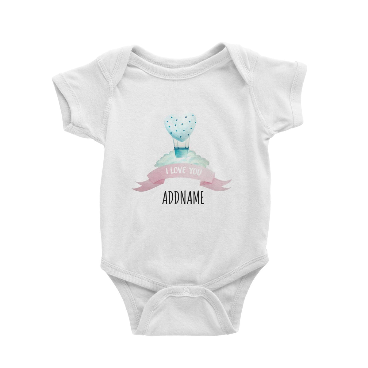 Watercolour I Love You Hot Air Balloon White White Baby Romper