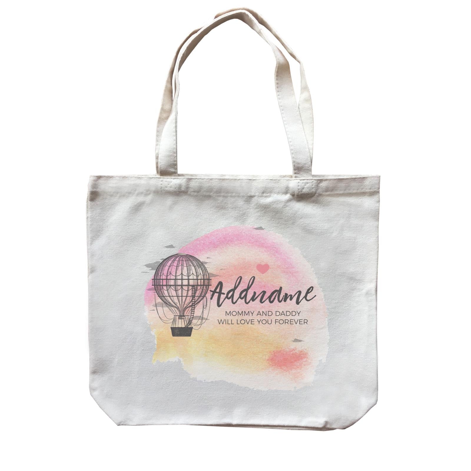 Hot Air Balloon Scribble with Watercolour Background Personalizable with Name and Text Canvas Bag