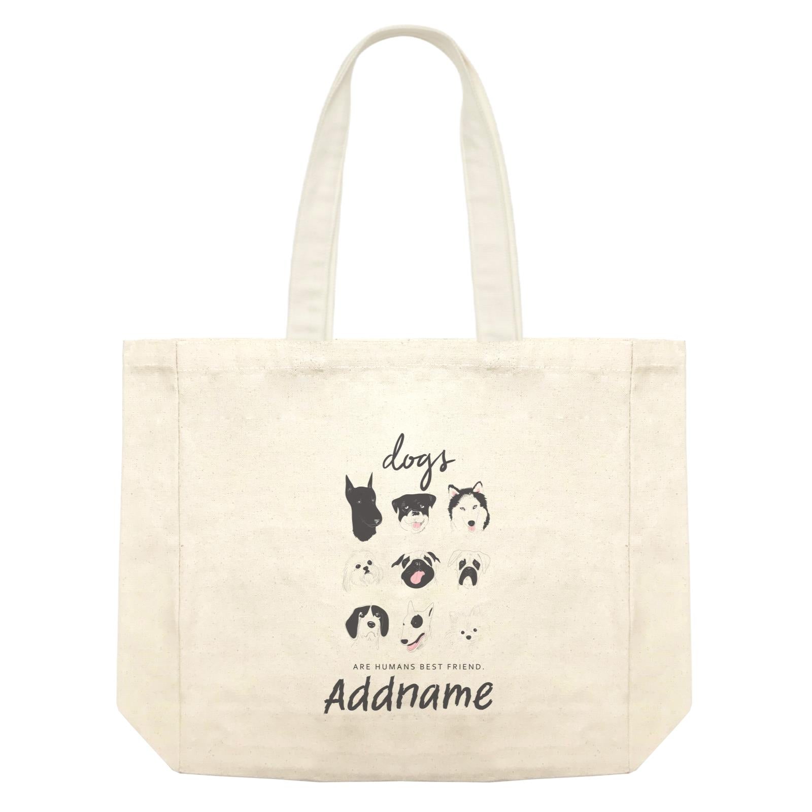 Funny Hand Drawn Animals Dogs Are Human Best Friends With Addname Shopping Bag