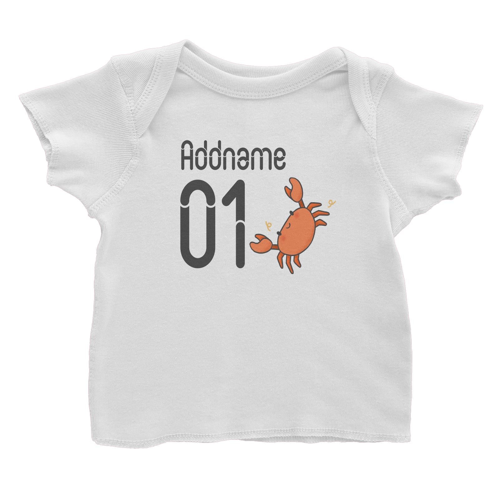 Name and Number Cute Hand Drawn Style Crab Baby T-Shirt (FLASH DEAL)