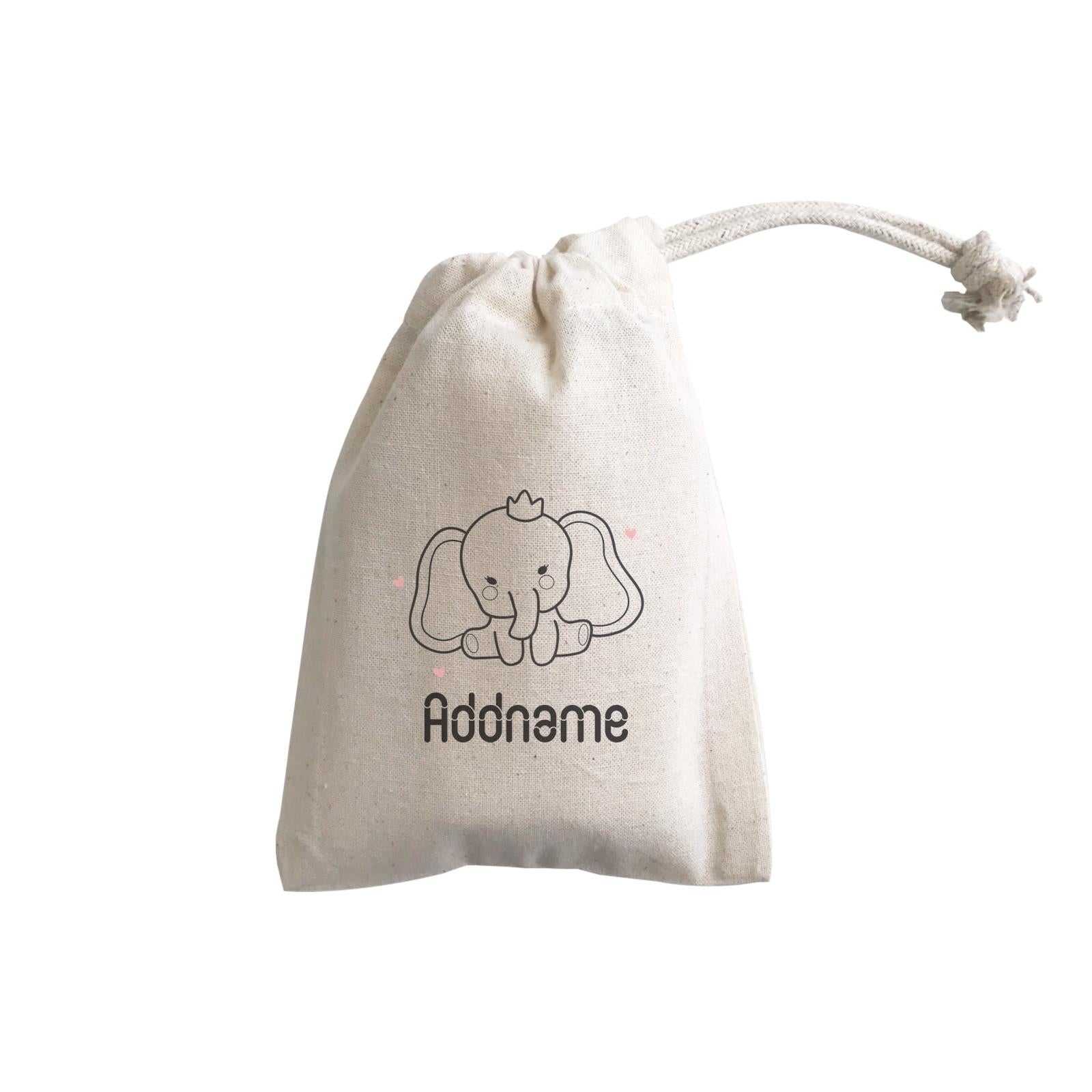 Coloring Outline Cute Hand Drawn Animals Elephants Baby Elephants With Crown Addname GP Gift Pouch