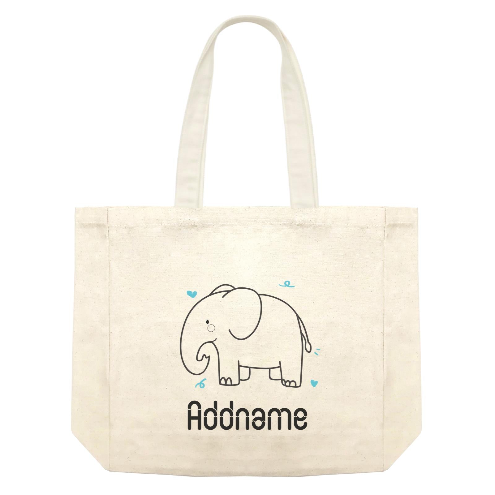 Coloring Outline Cute Hand Drawn Animals Elephants Blue Elephants Addname Shopping Bag