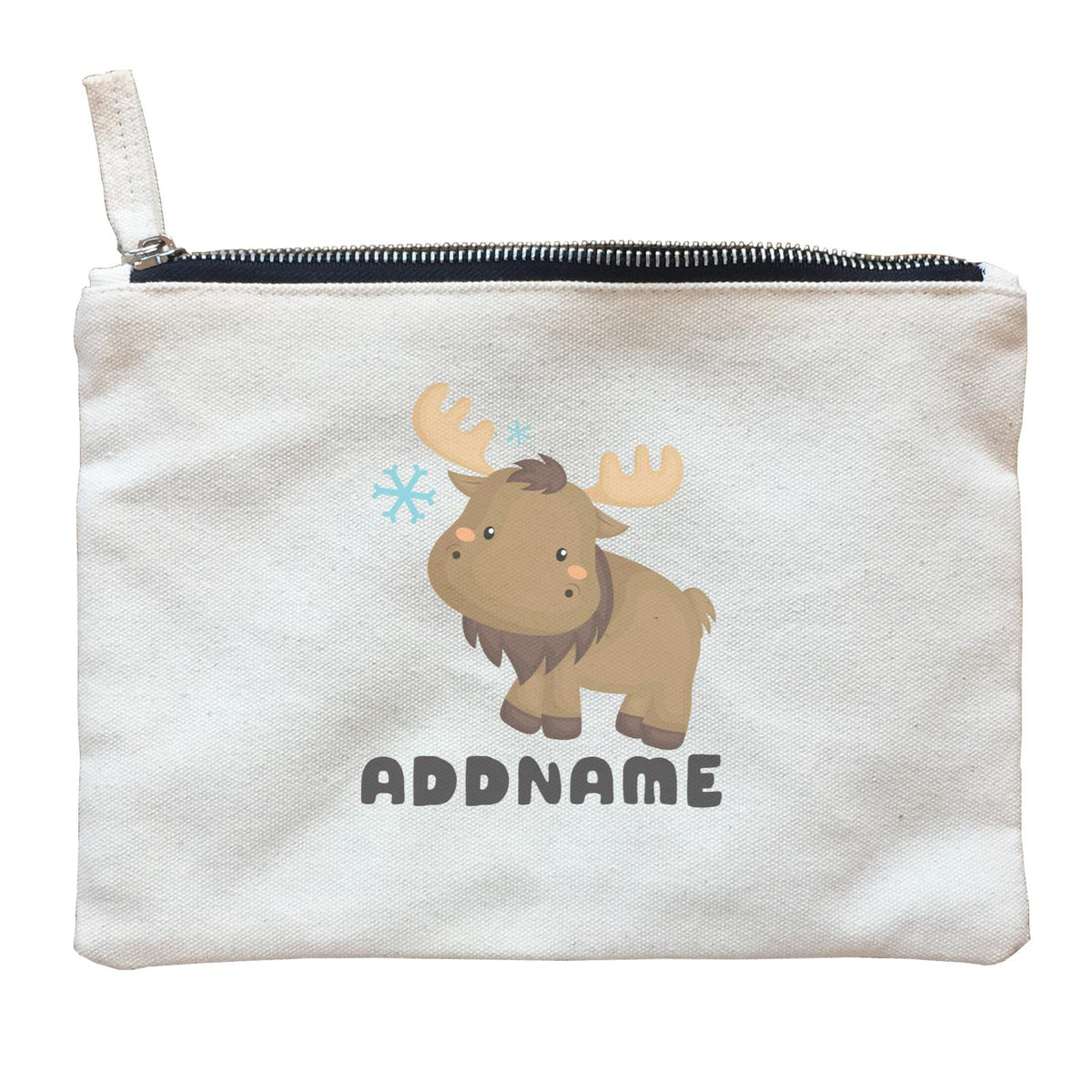 Birthday Winter Animals Moose Addname Zipper Pouch