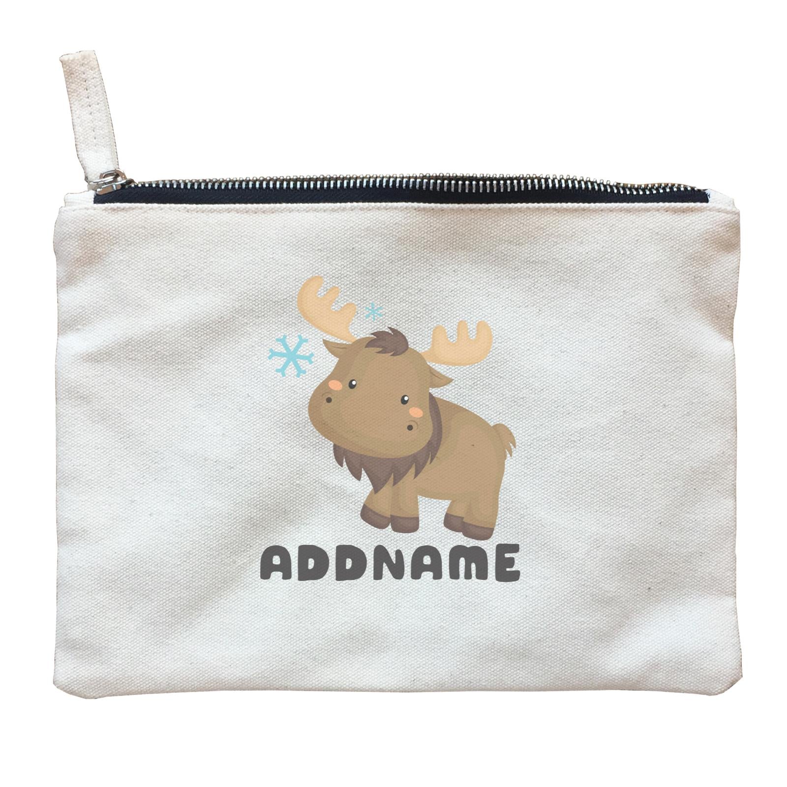 Birthday Winter Animals Moose Addname Zipper Pouch