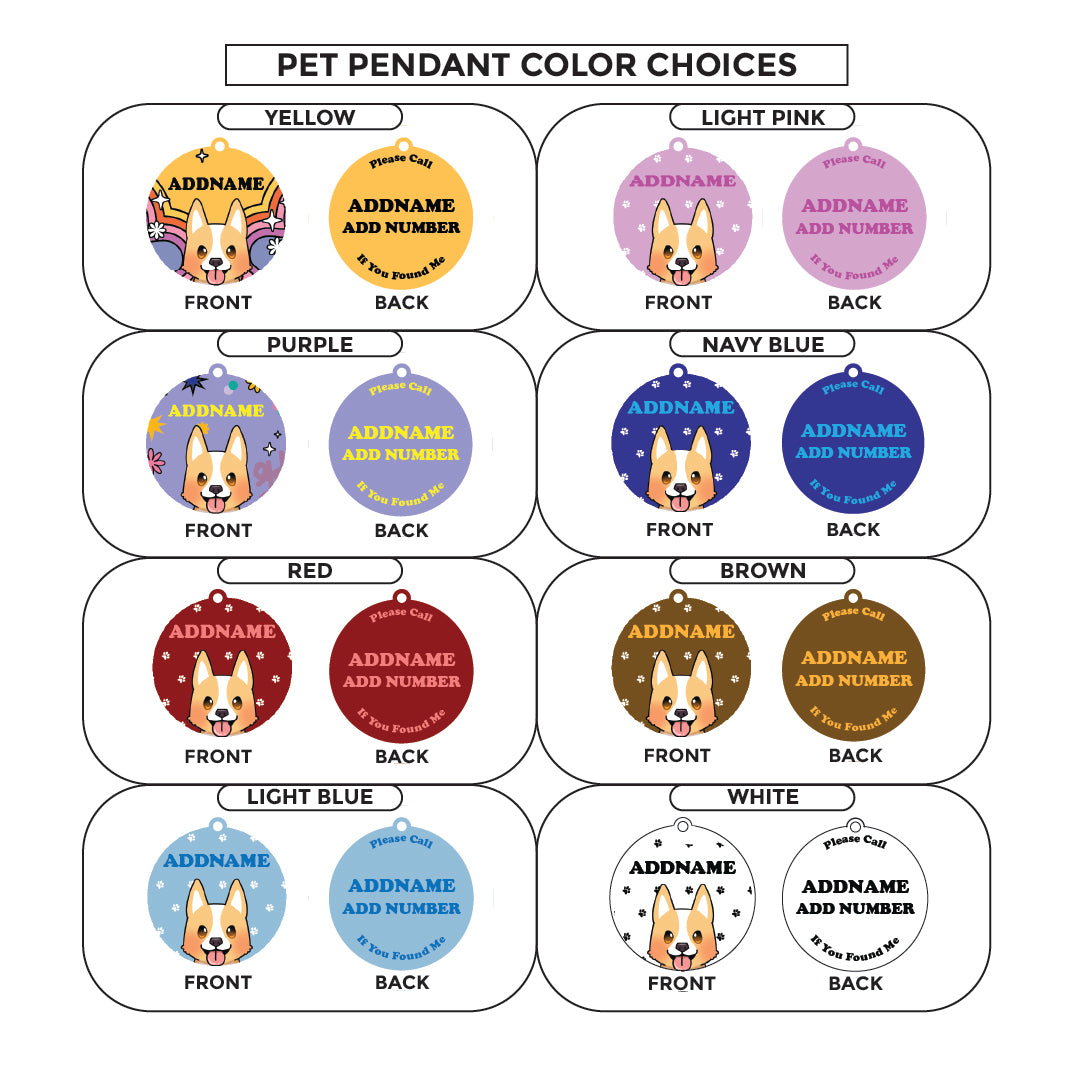 Paw Print Series - Corgi Small Dog Pet Pendant with Collar