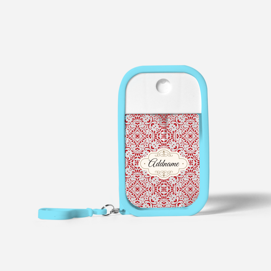 Moroccan Series Refillable Hand Sanitizer with Personalisation - Arabesque Rosette Light BLue