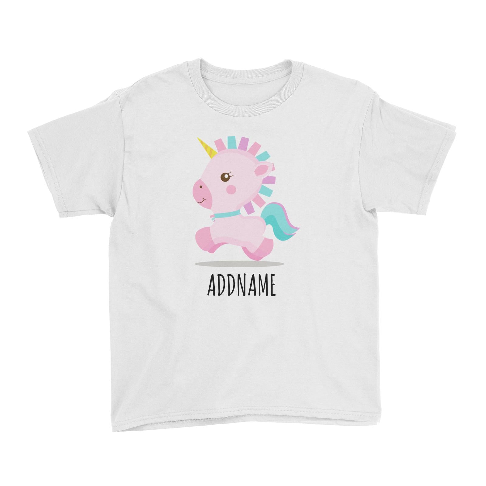 Pastel Pink Unicorn White White Kid's T-Shirt  Matching Family Personalizable Designs