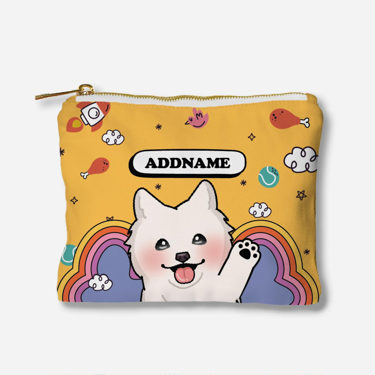 Paw Print Series Full Print Zipper Pouch - Samoyed