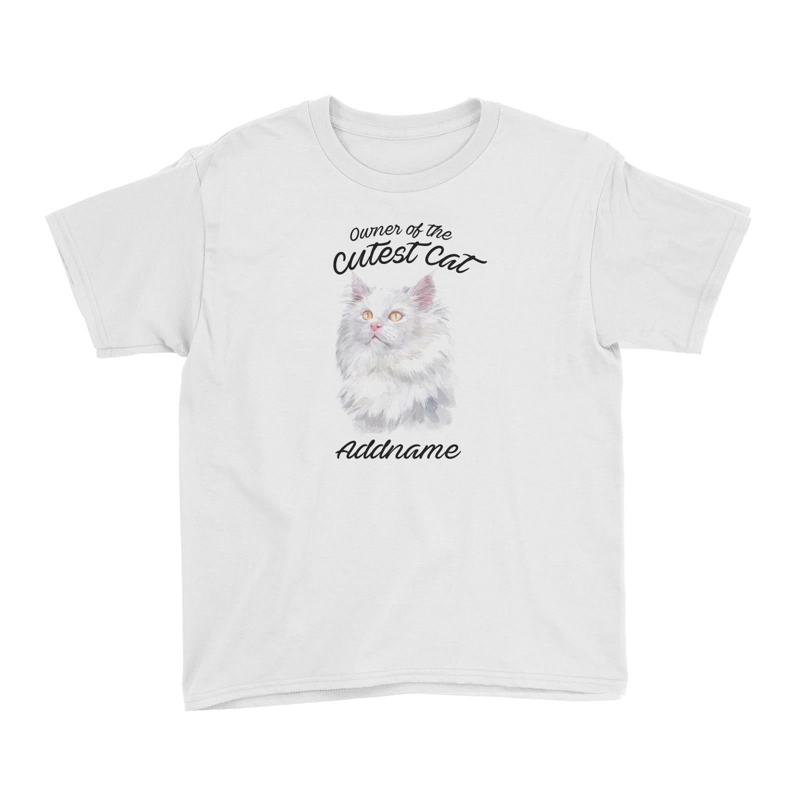 Watercolor Owner Of The Cutest Cat Deutsch Langhaar Katzen Addname Kid's T-Shirt