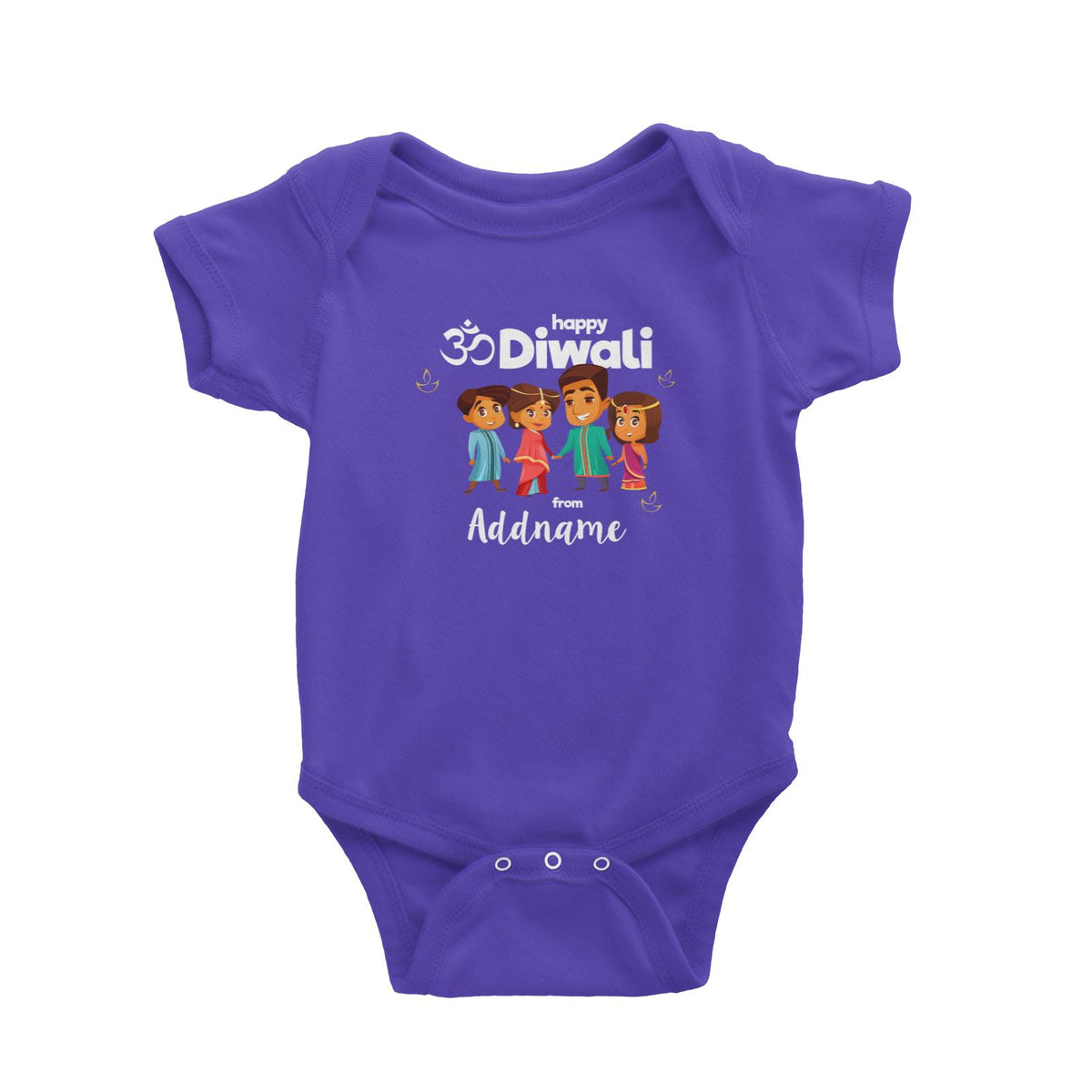 Cute Family Of Four OM Happy Diwali From Addname Baby Romper