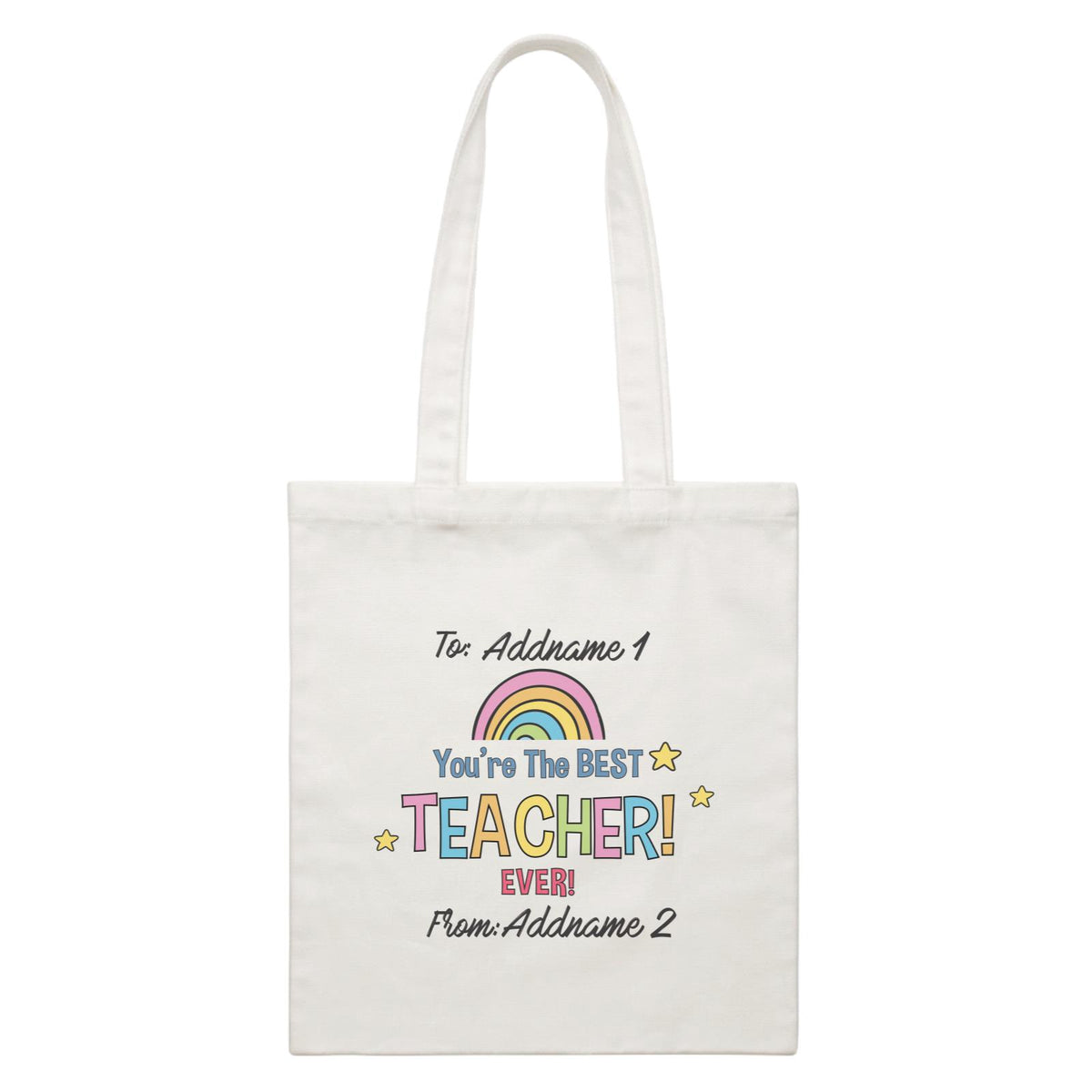 Doodle Series - You&#39;re The Best Teacher Ever White Canvas Bag