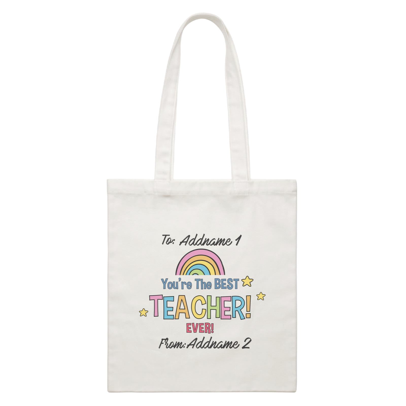 Doodle Series - You're The Best Teacher Ever White Canvas Bag