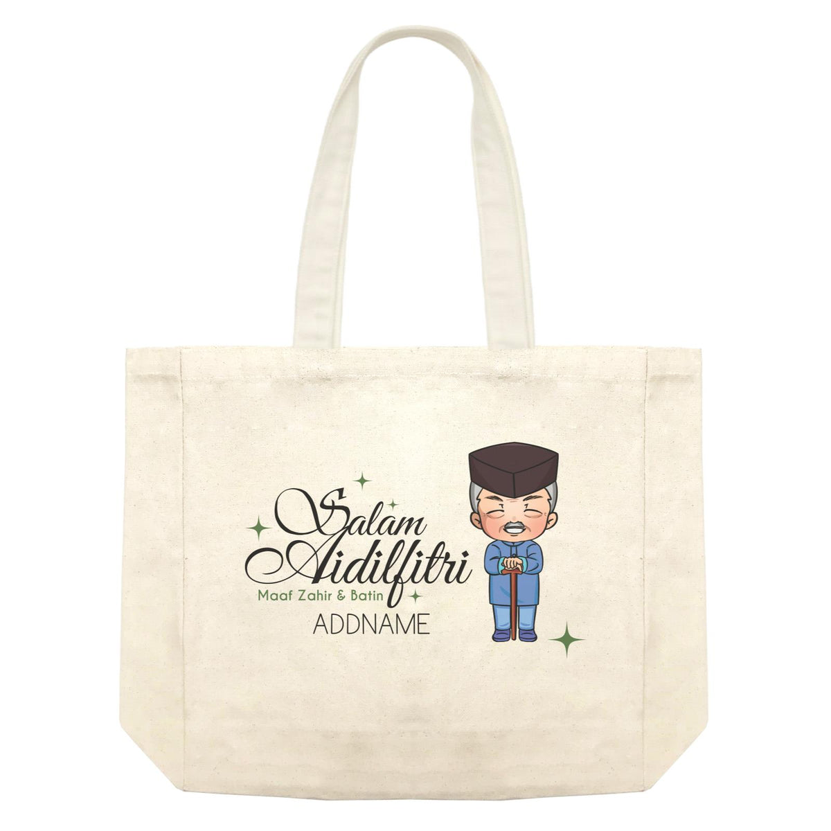 Raya Chibi Wishes Grandpa Addname Wishes Everyone Salam Aidilfitri Maaf Zahir &amp; Batin Shopping Bag